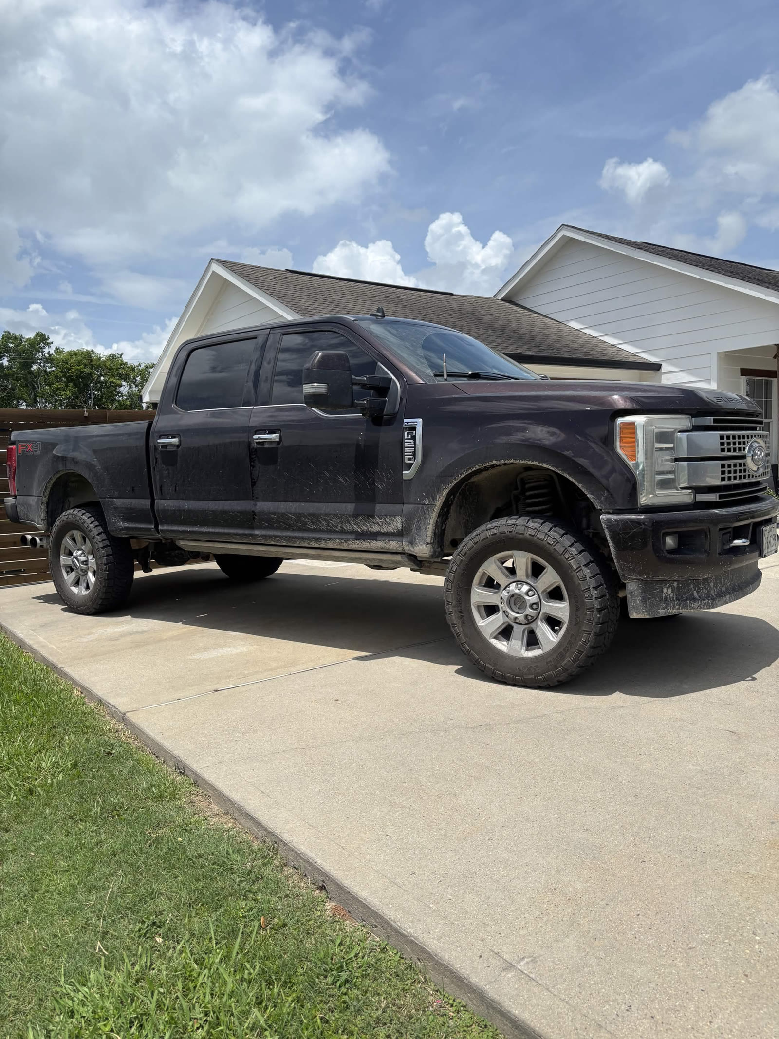 Ford F-250 Super Duty with mud and dirt on lower panels before detail